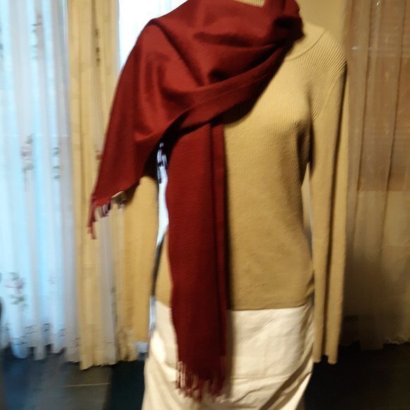 100% Cashmere Scarf Burgundy/Maroon Color * by Portolano - Picture 1 of 4